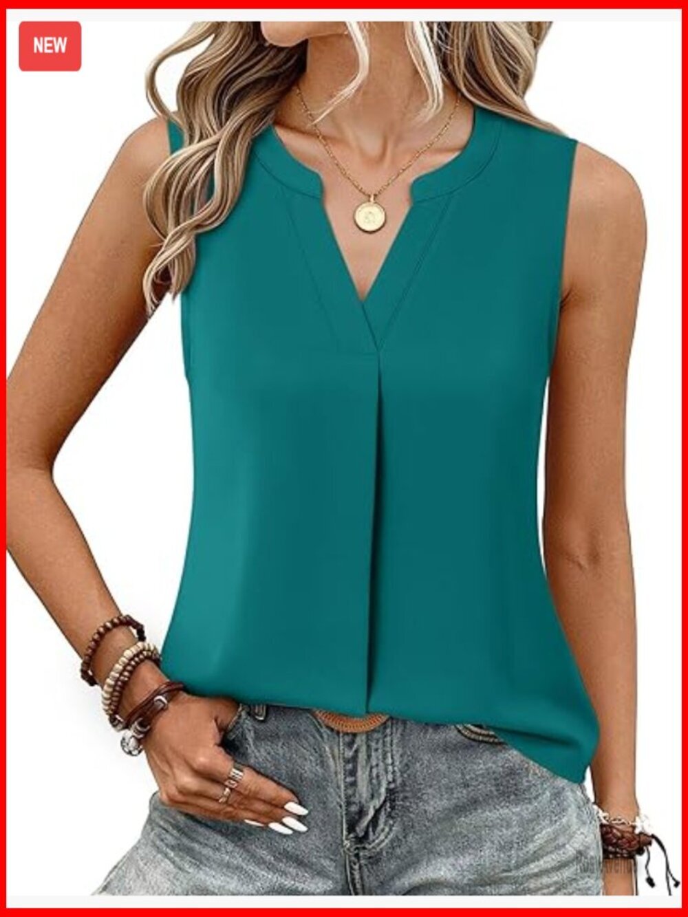 Chiffon V Neck Sleeveless Blouse Tank Top Tunic for Office